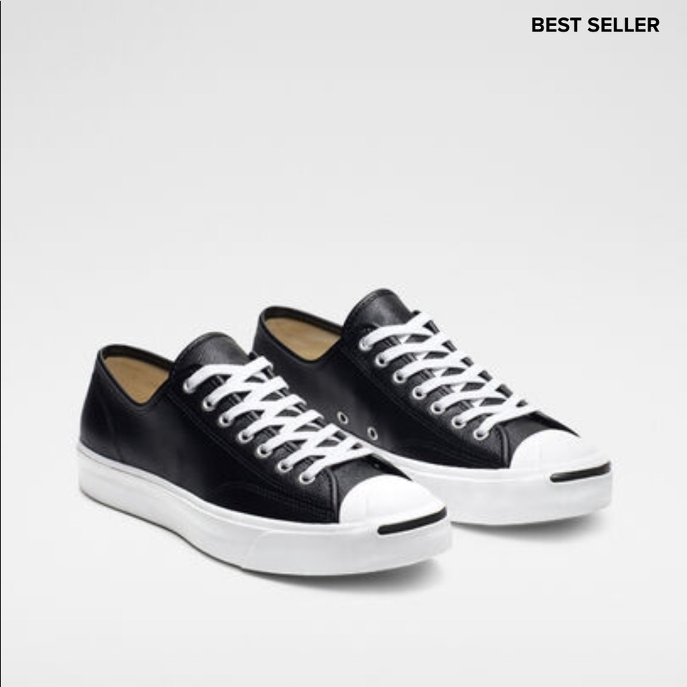 Jack Purcell Converse Black Leather Lowtop